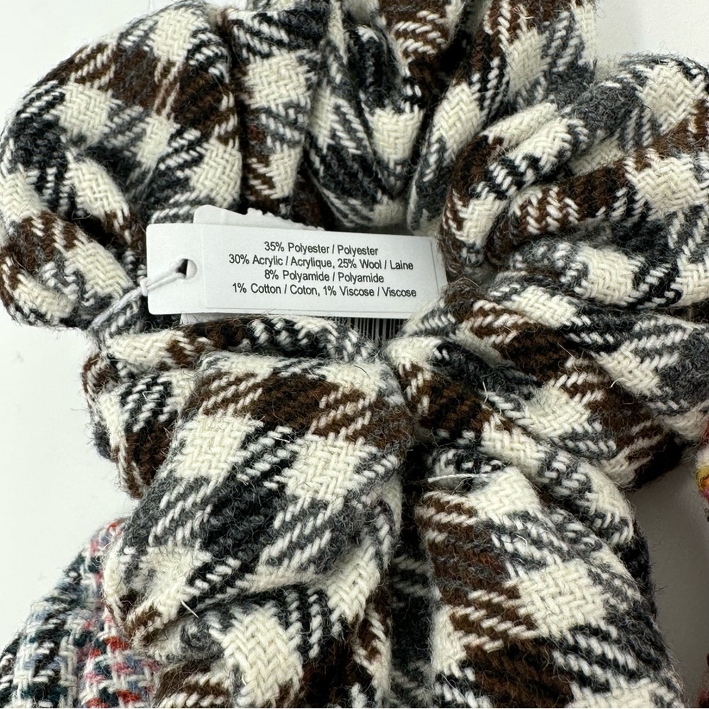 JCrew Lot of 3 Hair Scrunchies Ponytail Holders Plaid Set - Picture 3 of 4